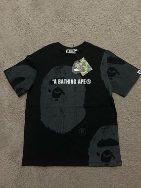 Bape Black Graphic Ape Logo Short Sleeve Tee